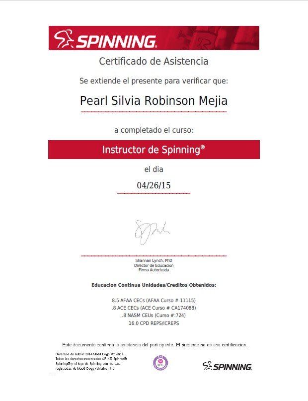 intructora de spinning - pearl fitness panama